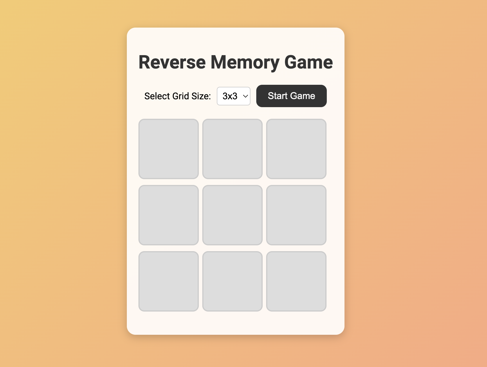 Reverse Memory Game