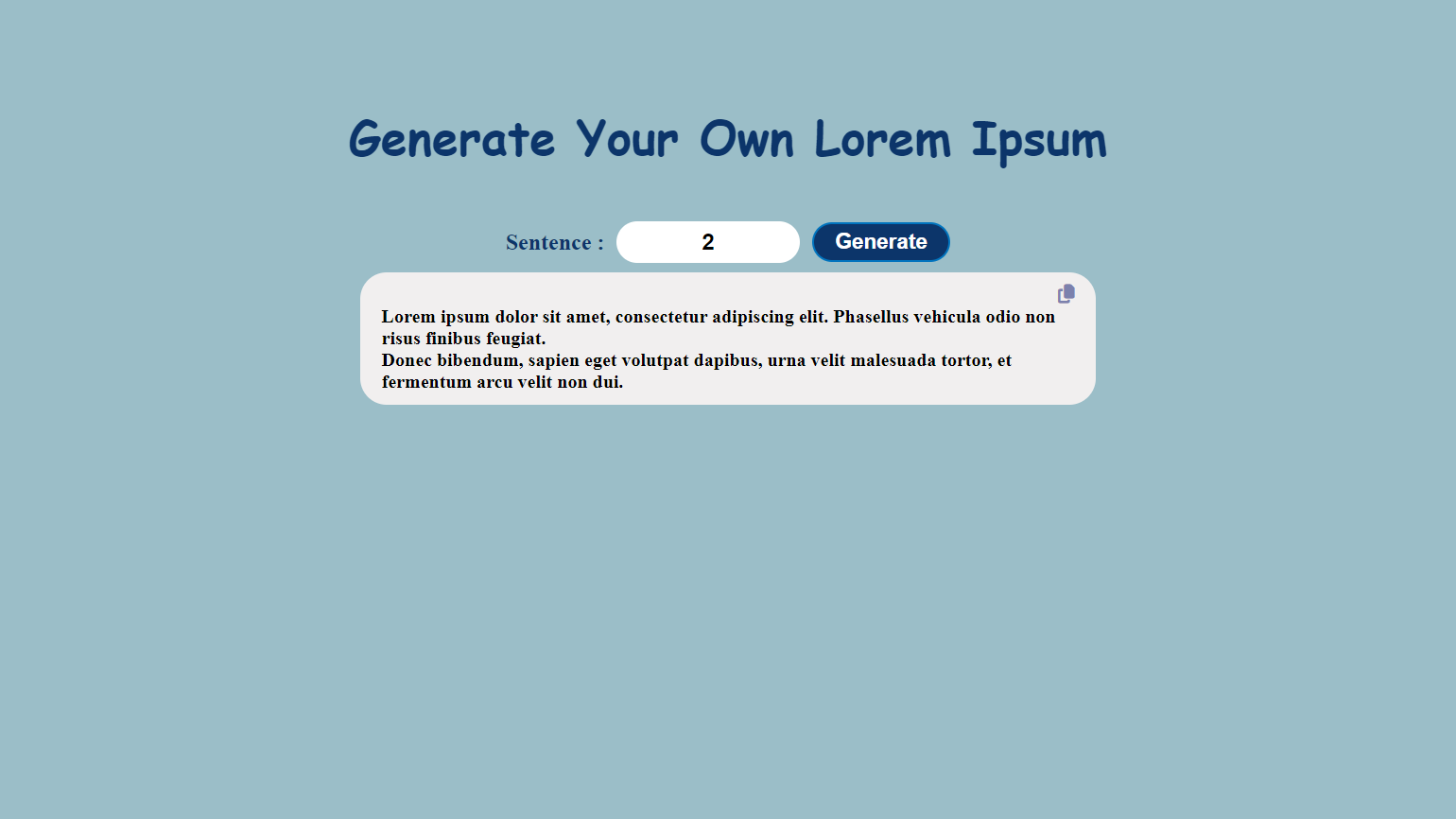 Lorem Ipsum Generator
