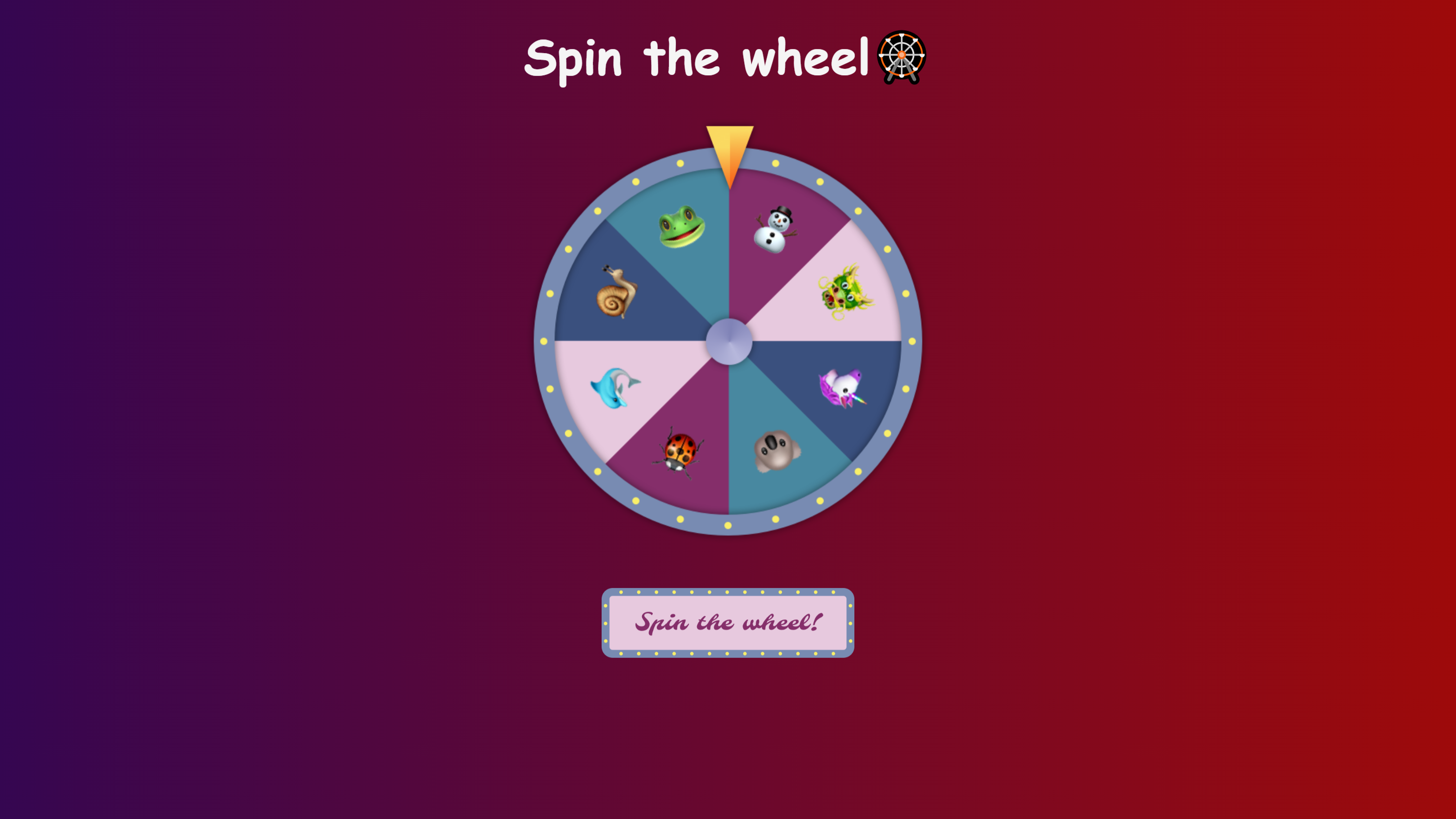 Spin The Wheel Game