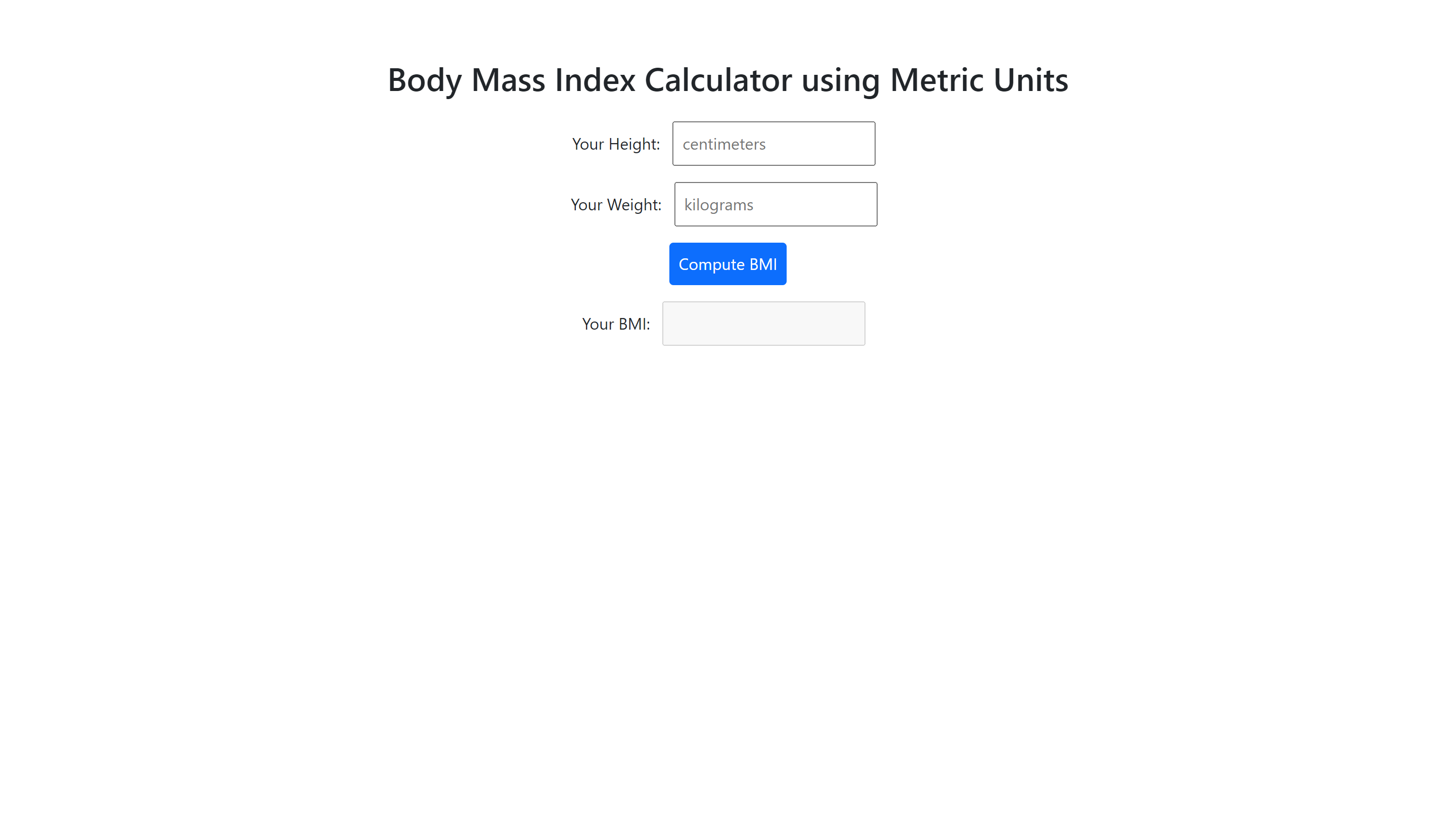 Body Mass Index Calculator